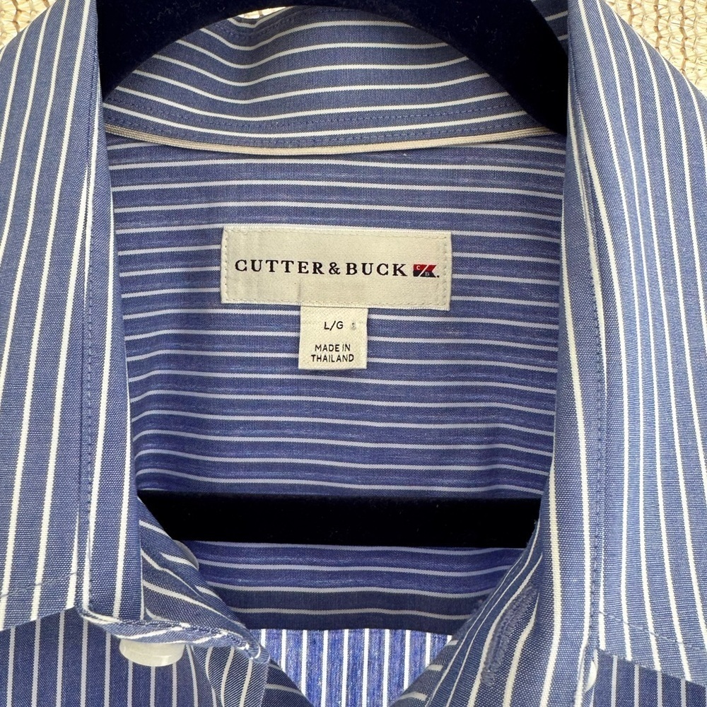 Cutter and Buck Blue Striped Men's Shirt Boston Red Sox embroidered logo L - Picture 3 of 3